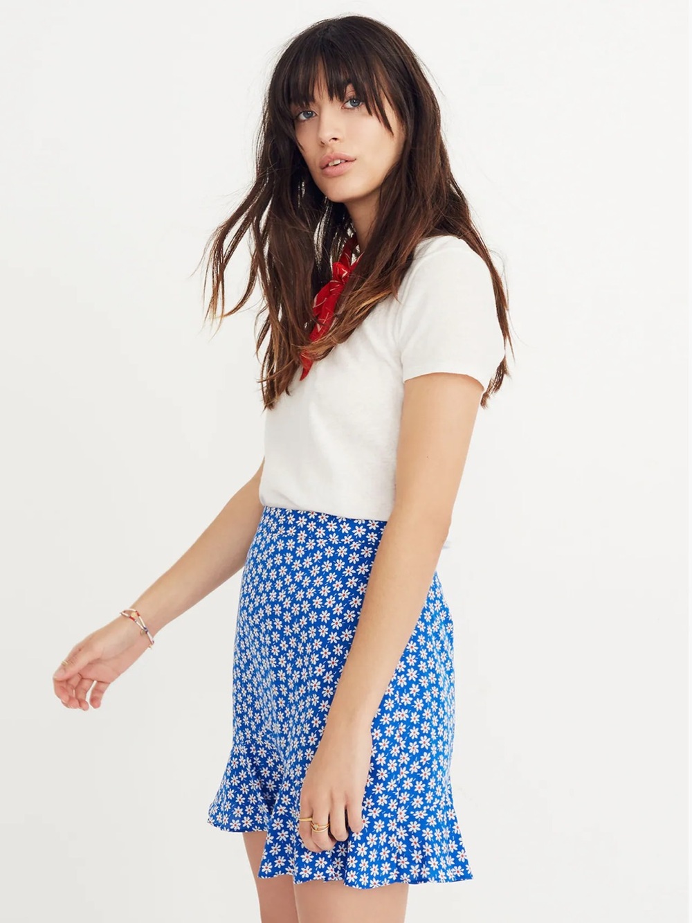 Madewell Ruffle-Edge Skirt in Mini Daisy Print Sz 2